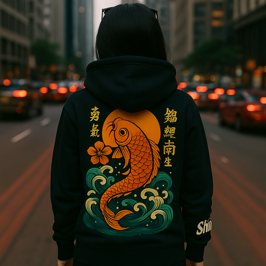 Koi Rebellion Hoodie – Orange wave
