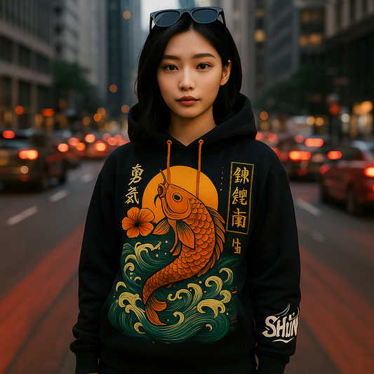 Koi Rebellion Hoodie – Orange wave